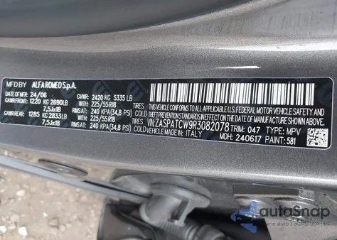 2024 Alfa Romeo Tonale Ti Eawd z USA, uszkodzony, nr VIN ZASPATCW9R3082078